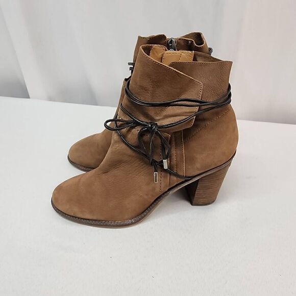 Franco Sarto Women's Size 7.5M Edaline Brown Leather Wrap Around Ankle Booties B - Picture 6 of 13